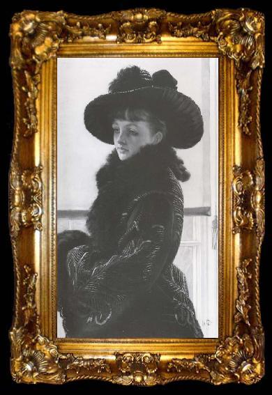 framed  James Tissot Portrait of Mrs Kathleen Newton, ta009-2